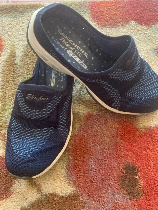 Skechers Shoes - Skechers Navy and Light Navy Slip-On Knit Sneakers